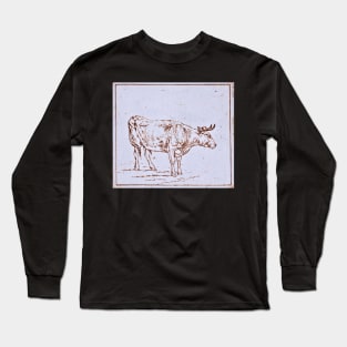 drawing of a grazing cow Long Sleeve T-Shirt